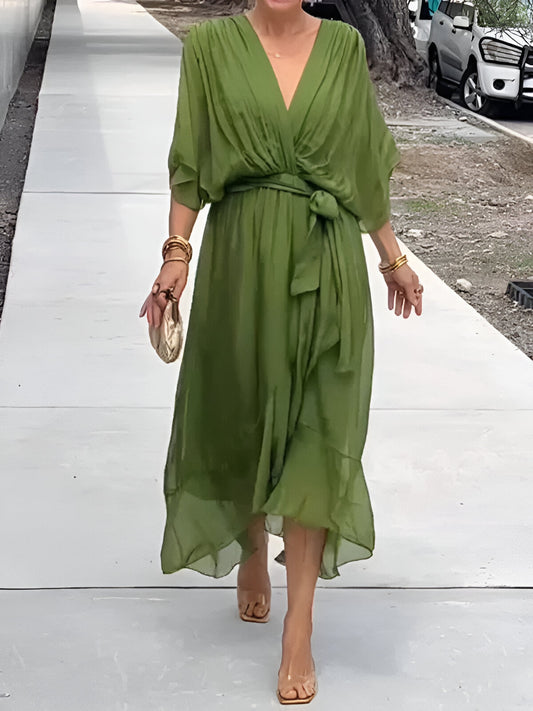 Monica | Abito in chiffon con scollatura a V
